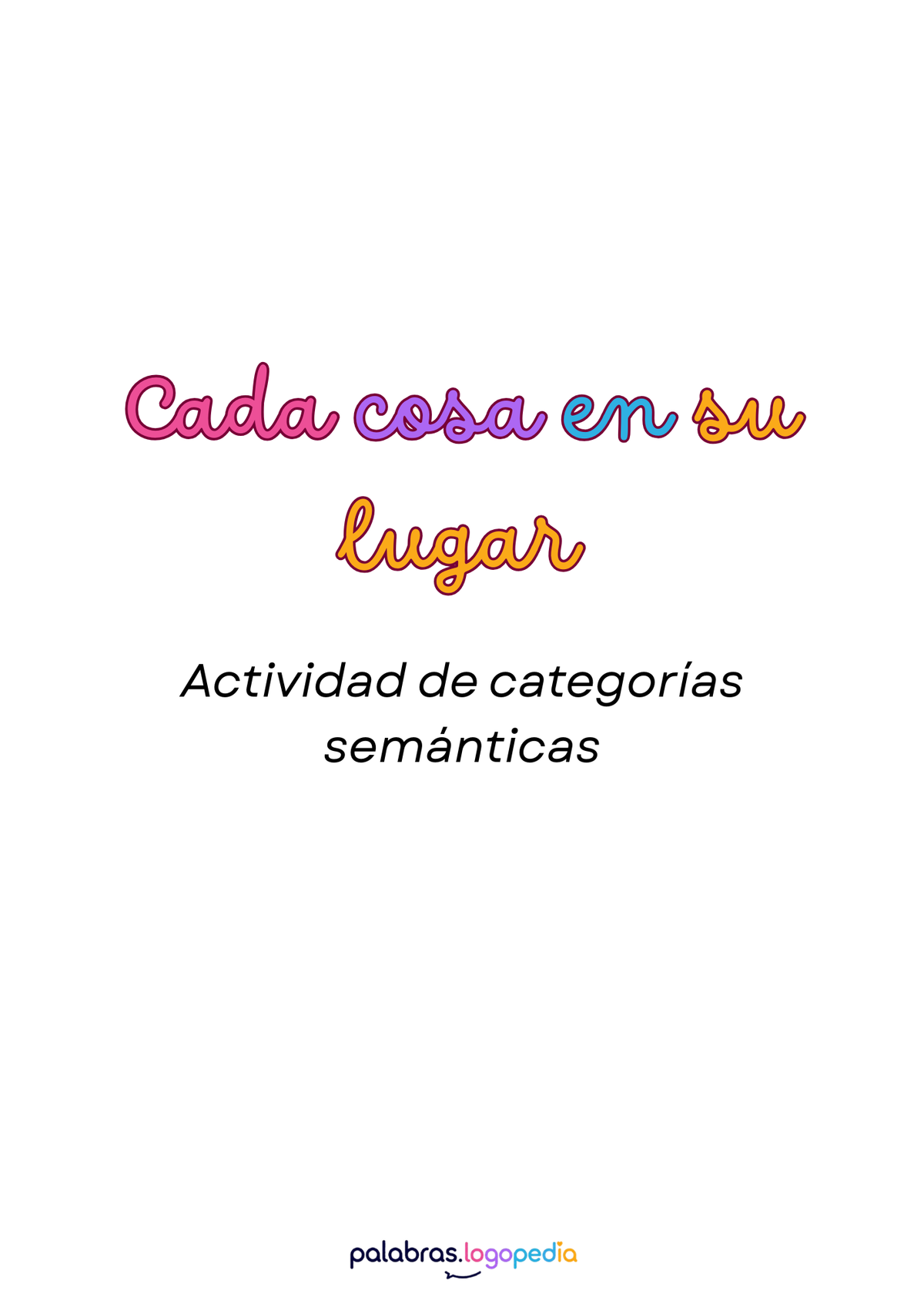 Cada cosa en su lugar | Categorías semánticas