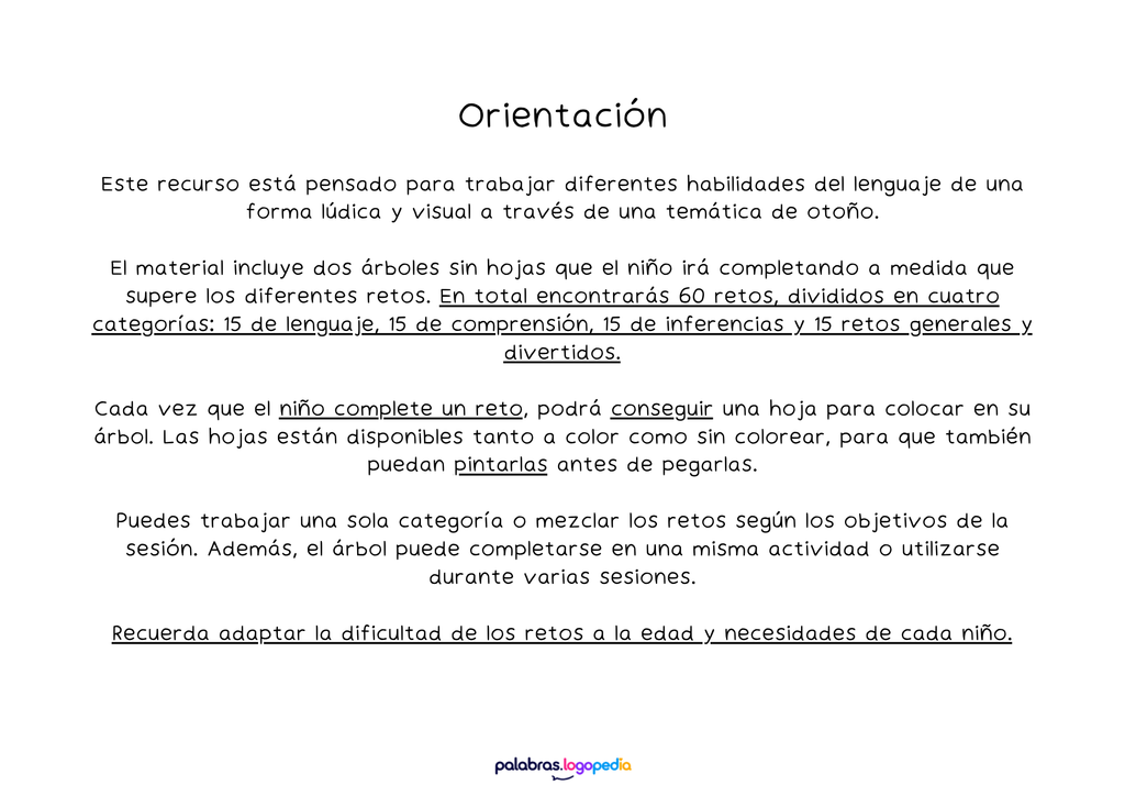 Material de otoño para logopedia | El árbol de las palabras