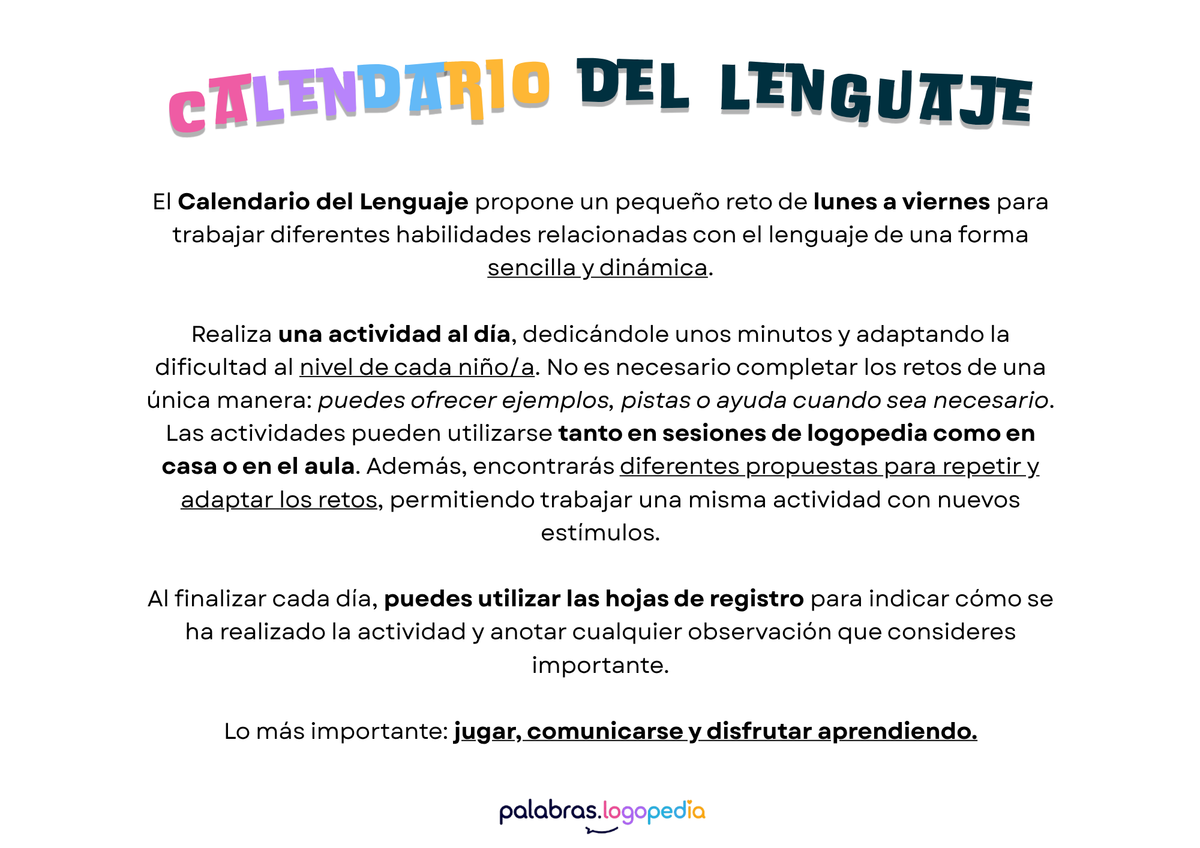 Calendario del Lenguaje