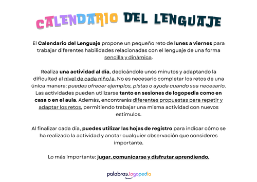 Calendario del Lenguaje