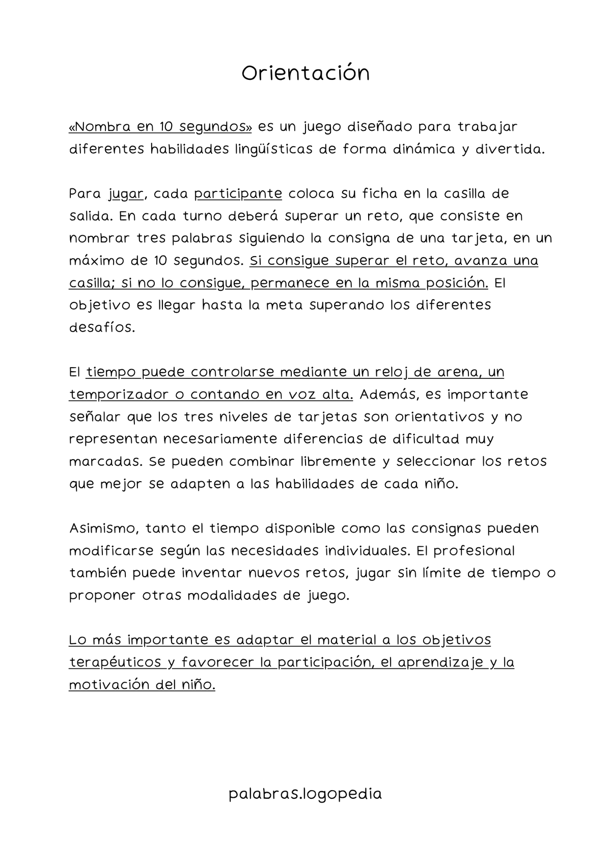 Nombra en 10 segundos