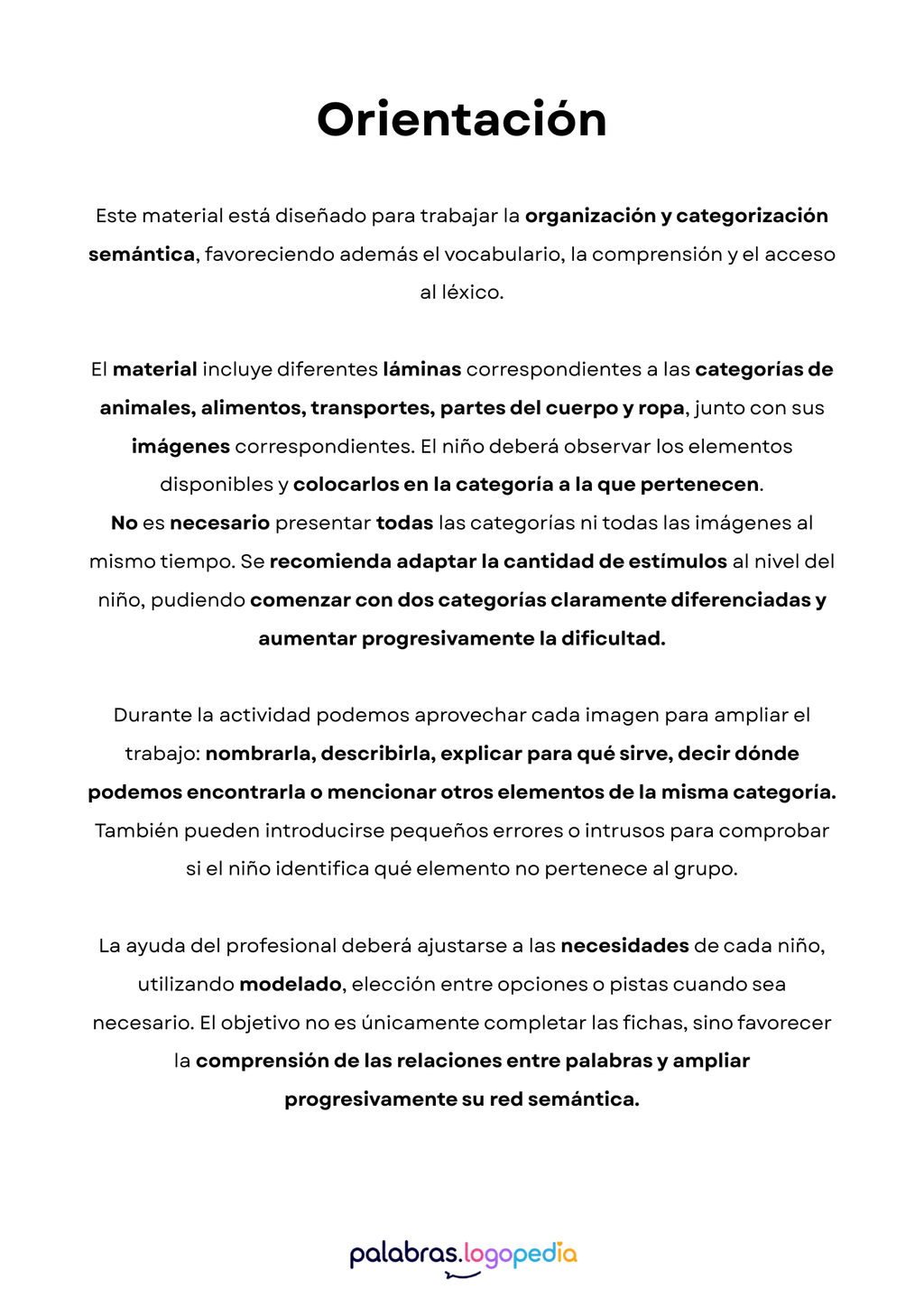 Cada cosa en su lugar | Categorías semánticas