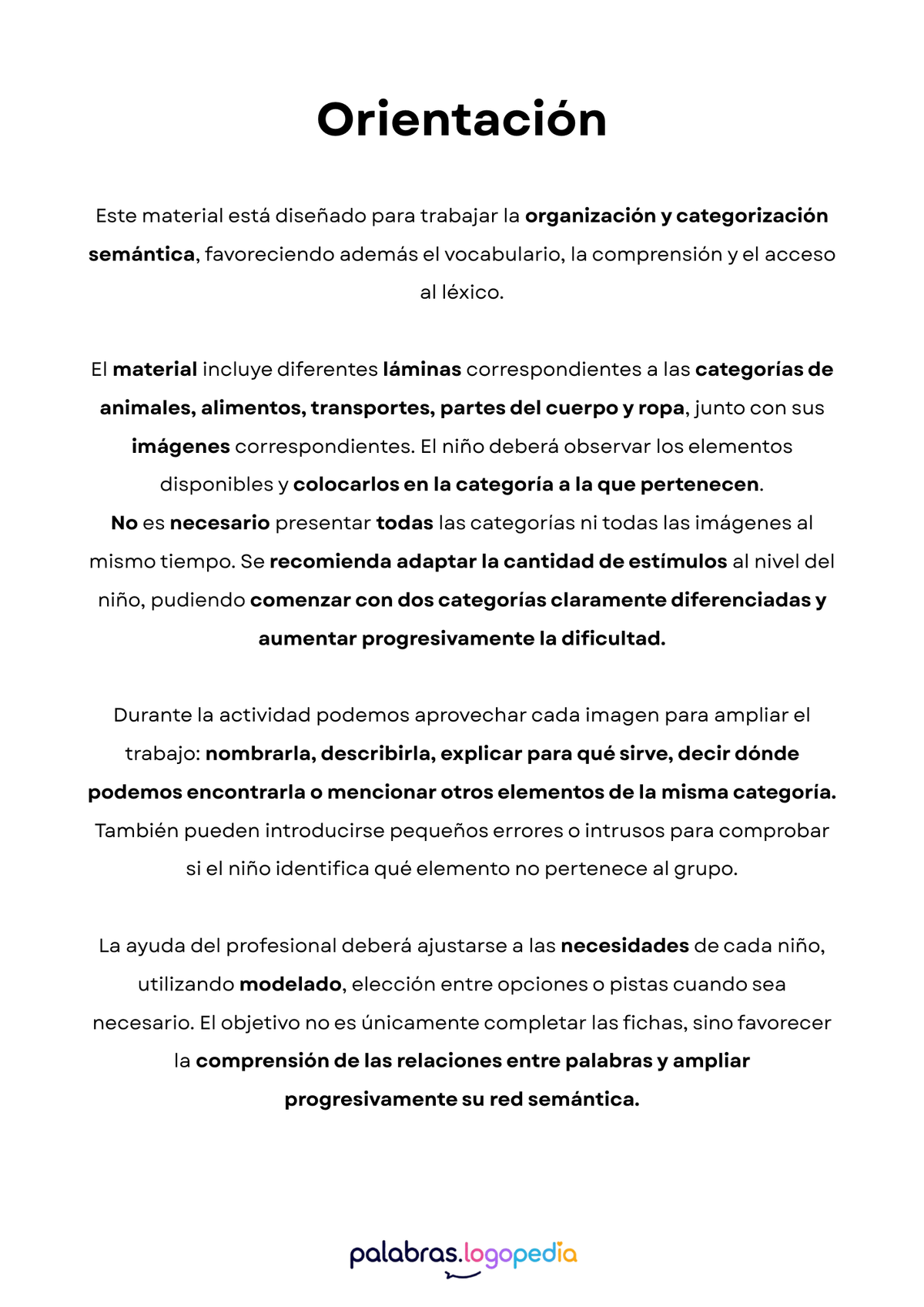 Cada cosa en su lugar | Categorías semánticas