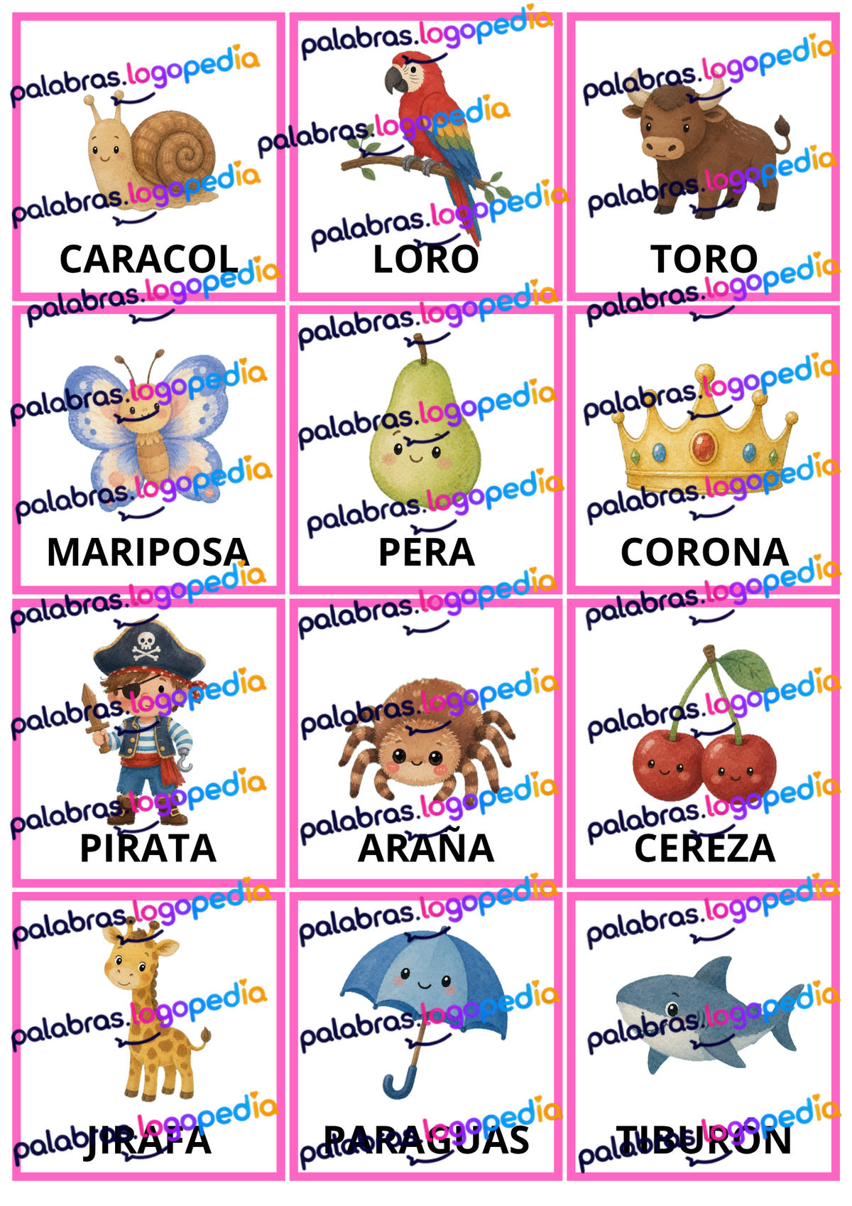 Tarjetas de articulación – Fonema R