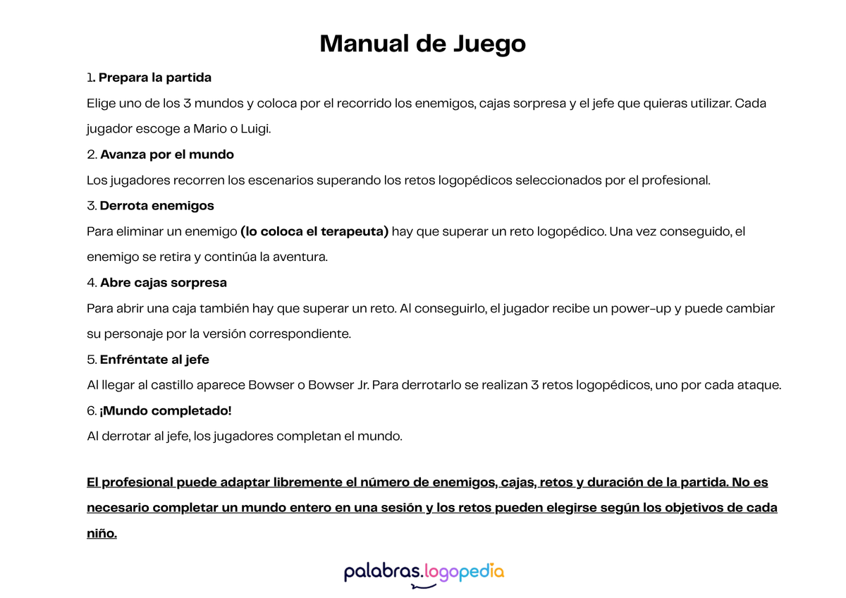 Super Mario Logopédico | Juego para trabajar lenguaje y sonidos del habla