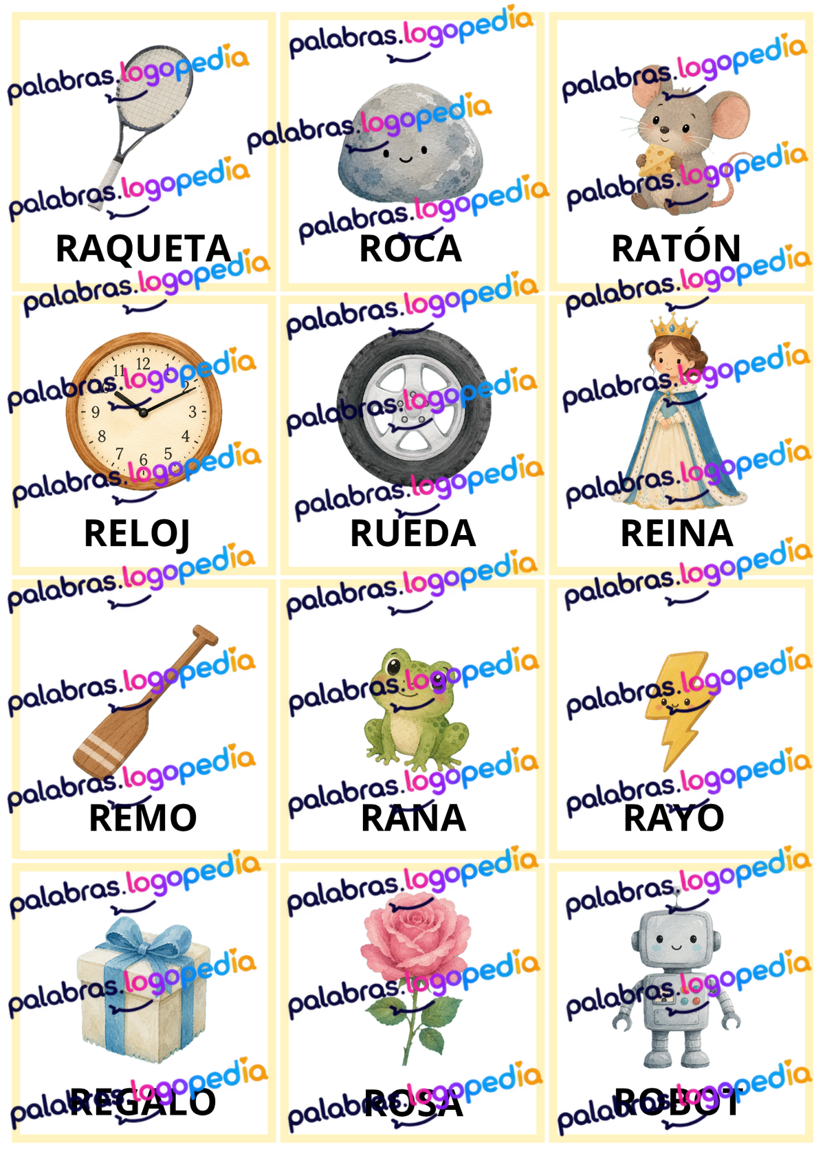 Tarjetas de articulación – Fonema R