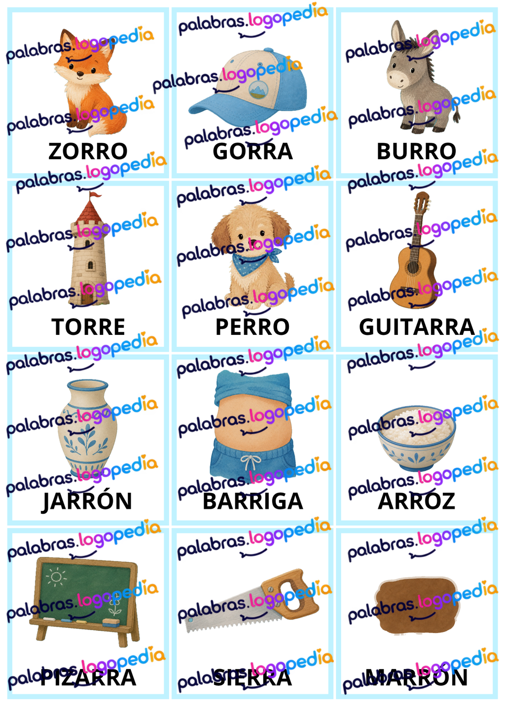 Tarjetas de articulación – Fonema R