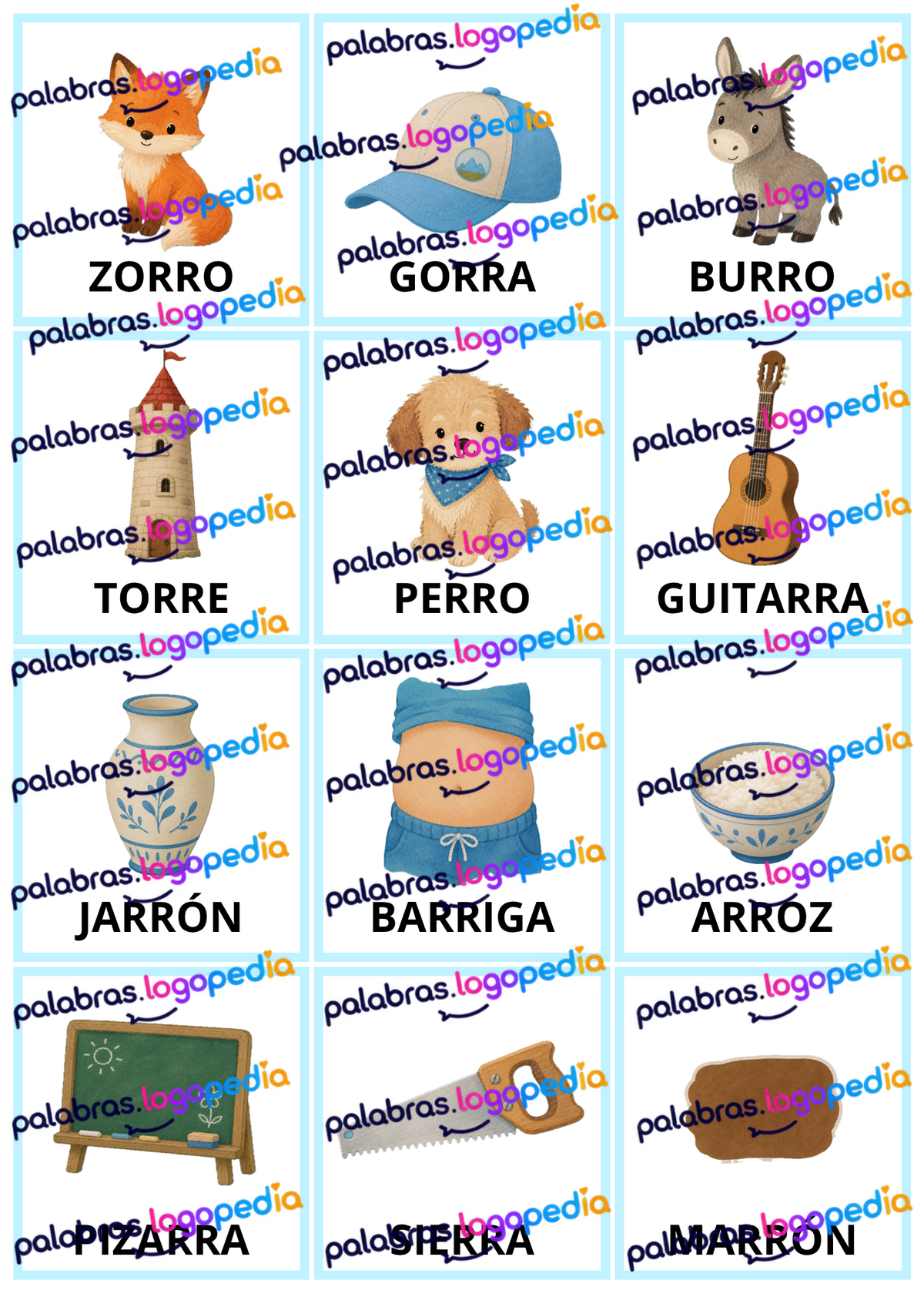 Tarjetas de articulación – Fonema R