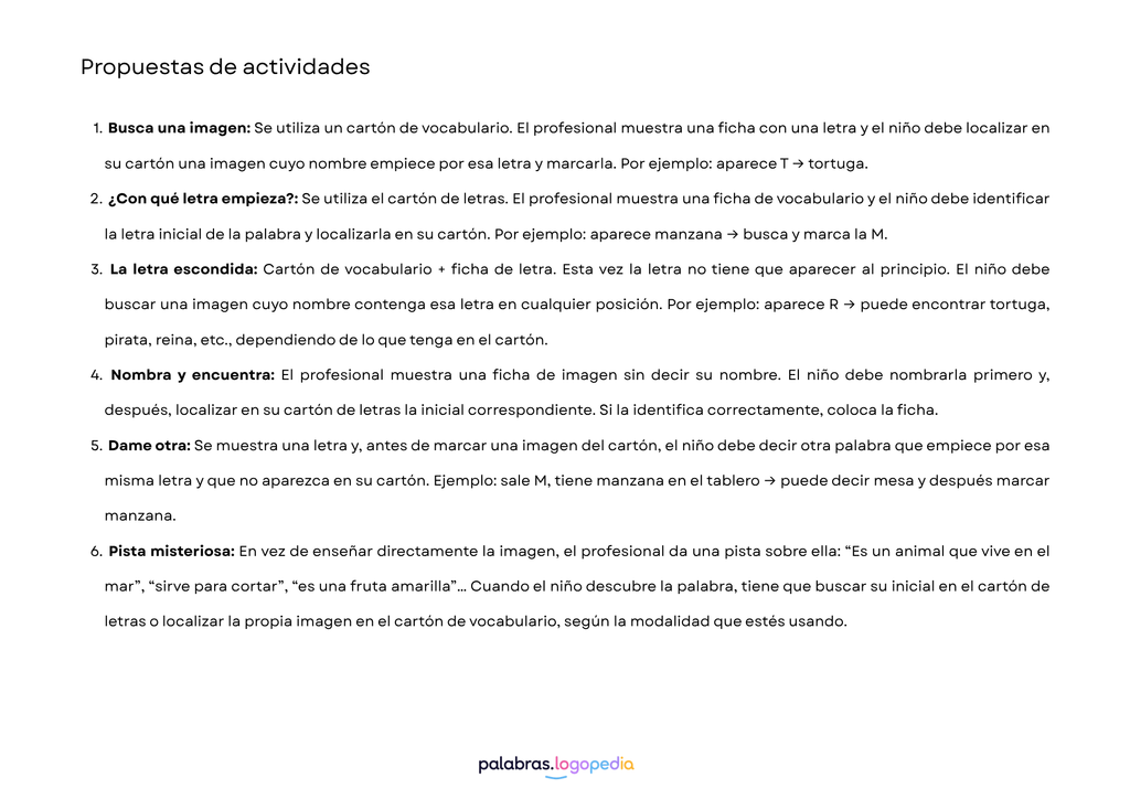 Bingo Logopédico