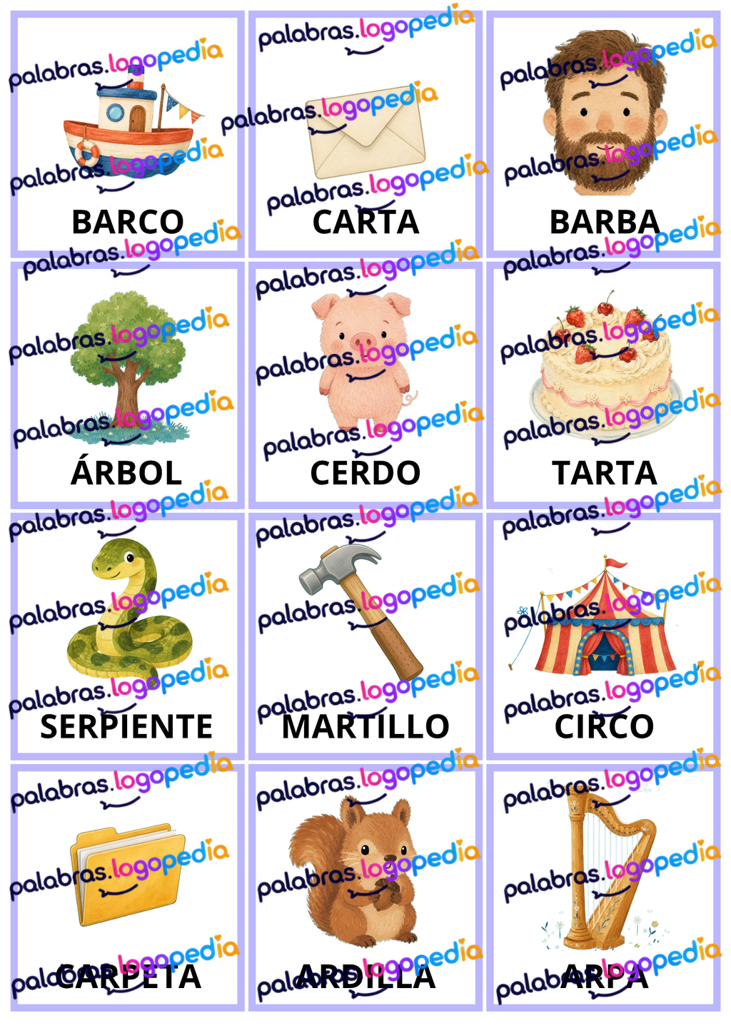 Tarjetas de articulación – Fonema R