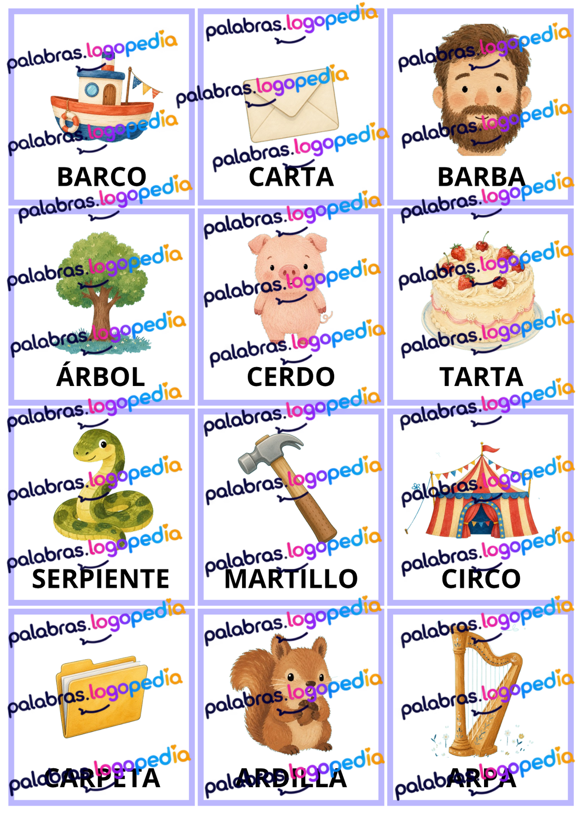 Tarjetas de articulación – Fonema R